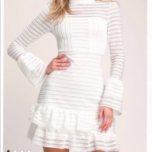 Lulus white ruffled long sleeve dress